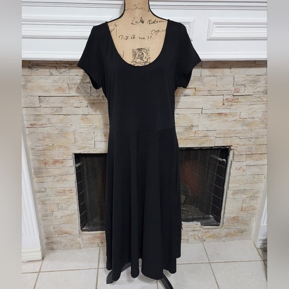 Encore by‎ Idina Menzel black midi  comfy skater dress size large - Picture 1 of 6